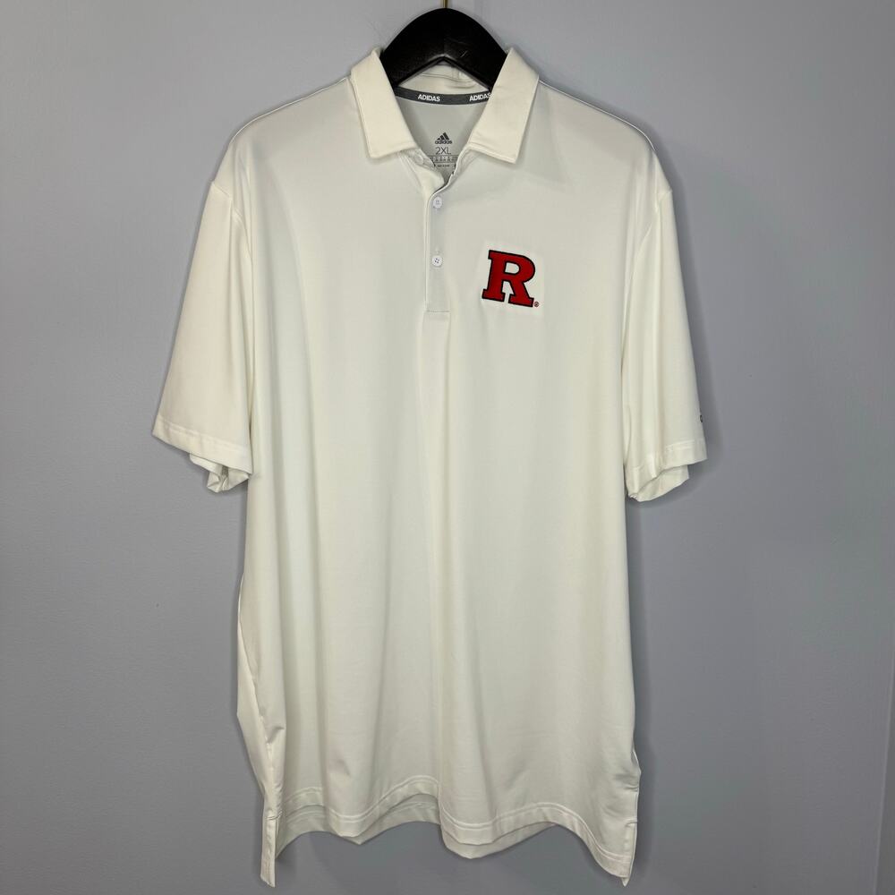 Adidas Men's Rutgers Scarlet Solid Polo Shirt White Men's 2XL